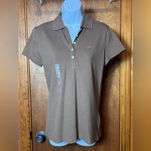 Izod Brown Button Down Polo Shirt - S/P